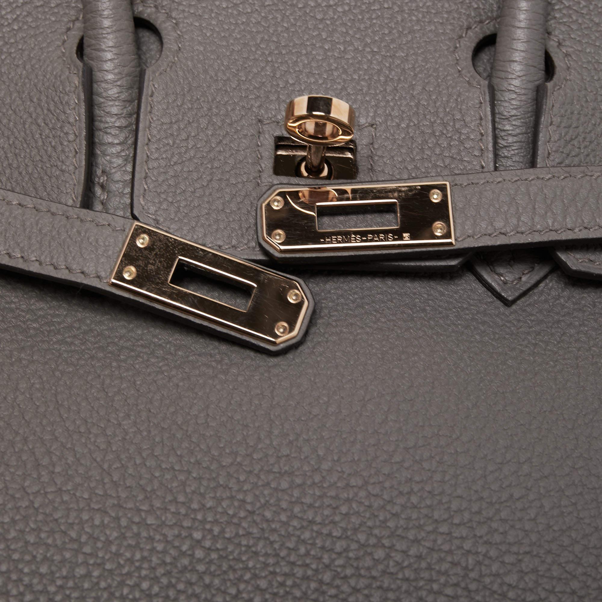 Hermes Etain Togo Leather Gold Finish Birkin 25 Bag In Good Condition In Dubai, Al Qouz 2