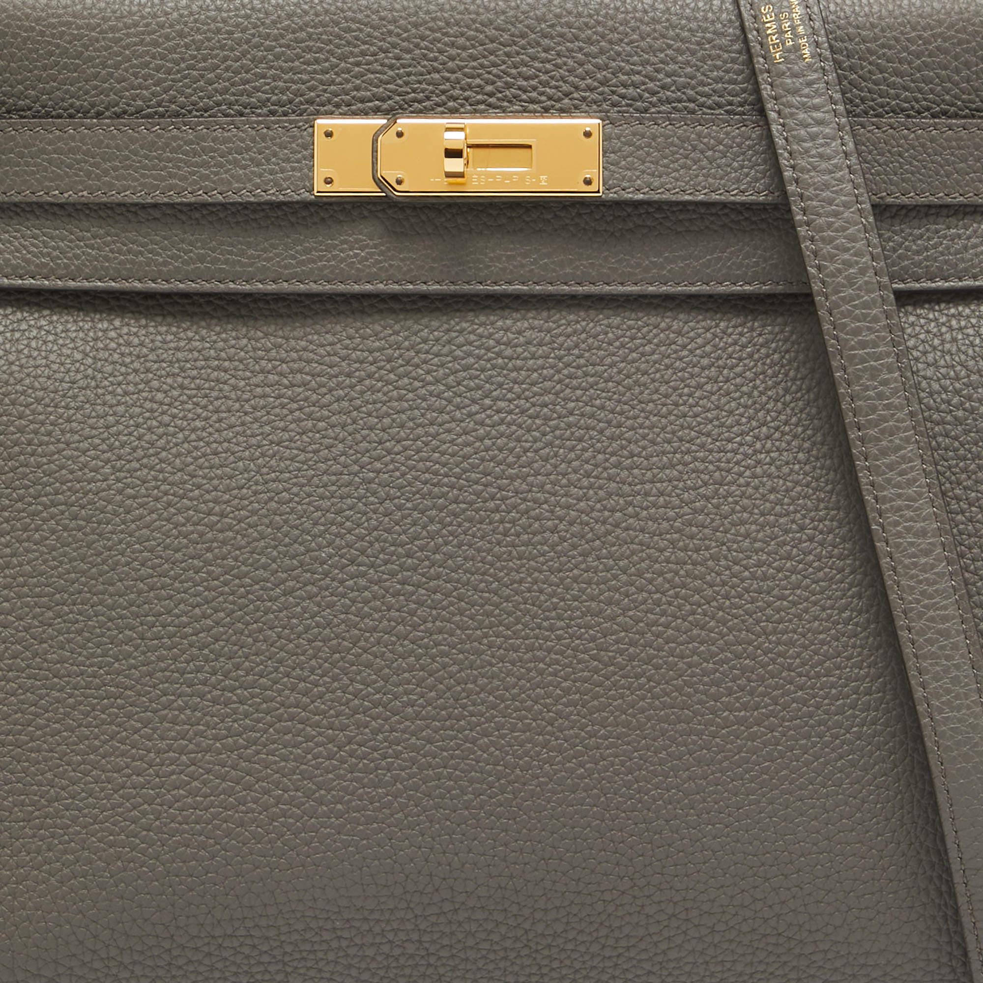 Women's Hermes Etain Togo Leather Gold Finish Kelly Retourne 32 Bag