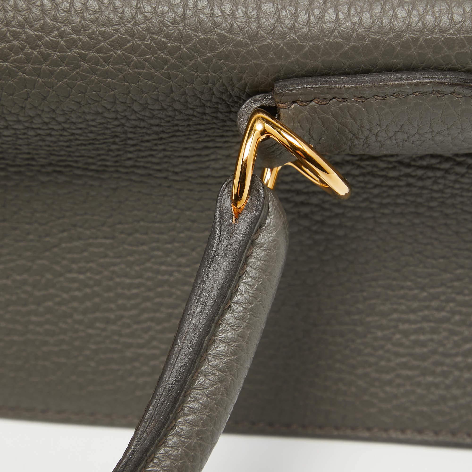Hermes Etain Togo Leather Gold Finish Kelly Retourne 32 Bag 3