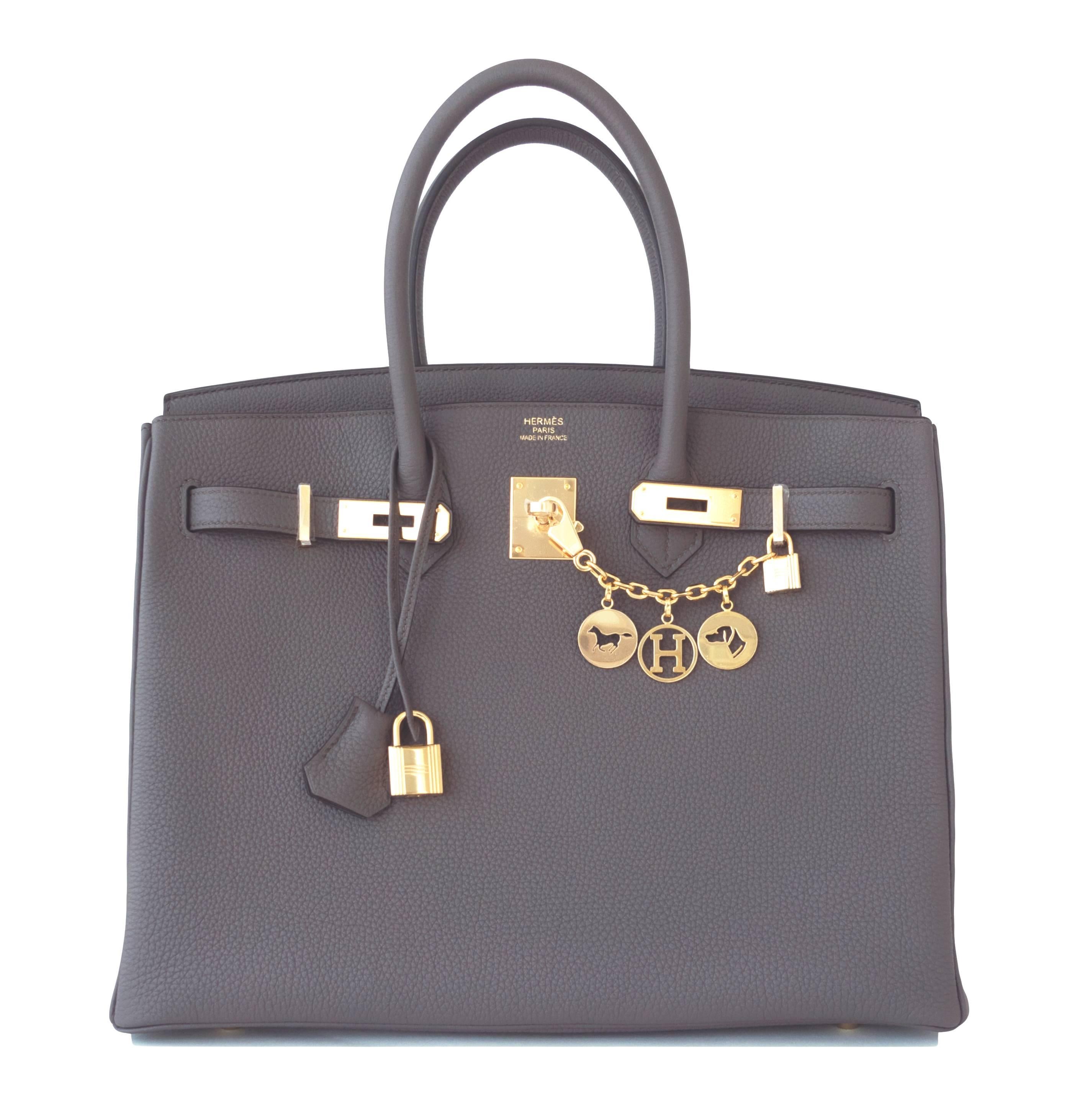 Hermes Etain Togo Tin Grey 35cm Birkin Gold Hardware GHW NEW 4