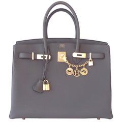 Hermès Etain Togo Tin Grey 35cm Birkin Gold Hardware GHW NEW