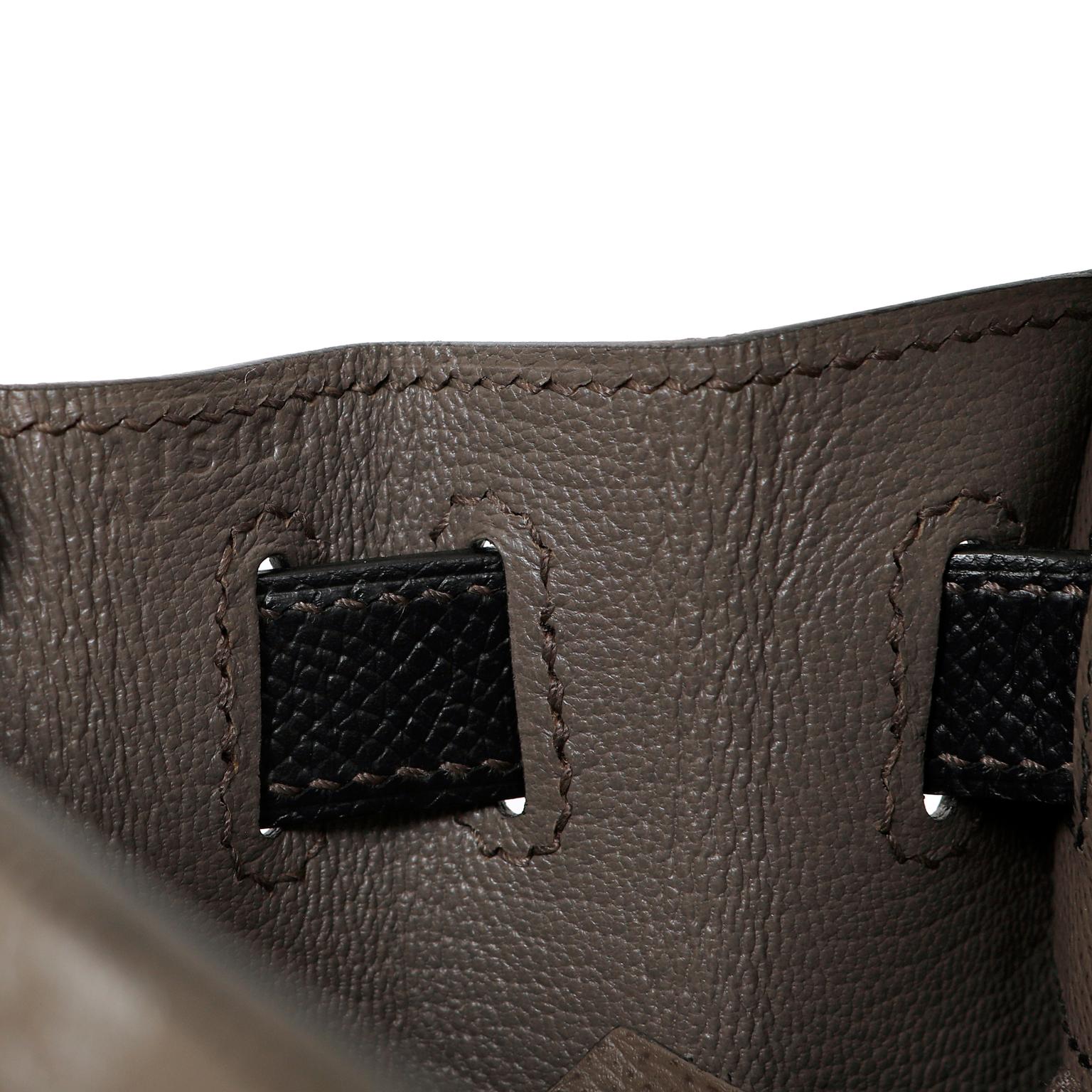 Marrone Hermès Etoupe e Ferro di cavallo Epsom nero 28 cm Kelly