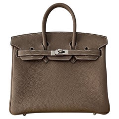 Hermes Etoupe Birkin 25cm Togo Palladium Hardware