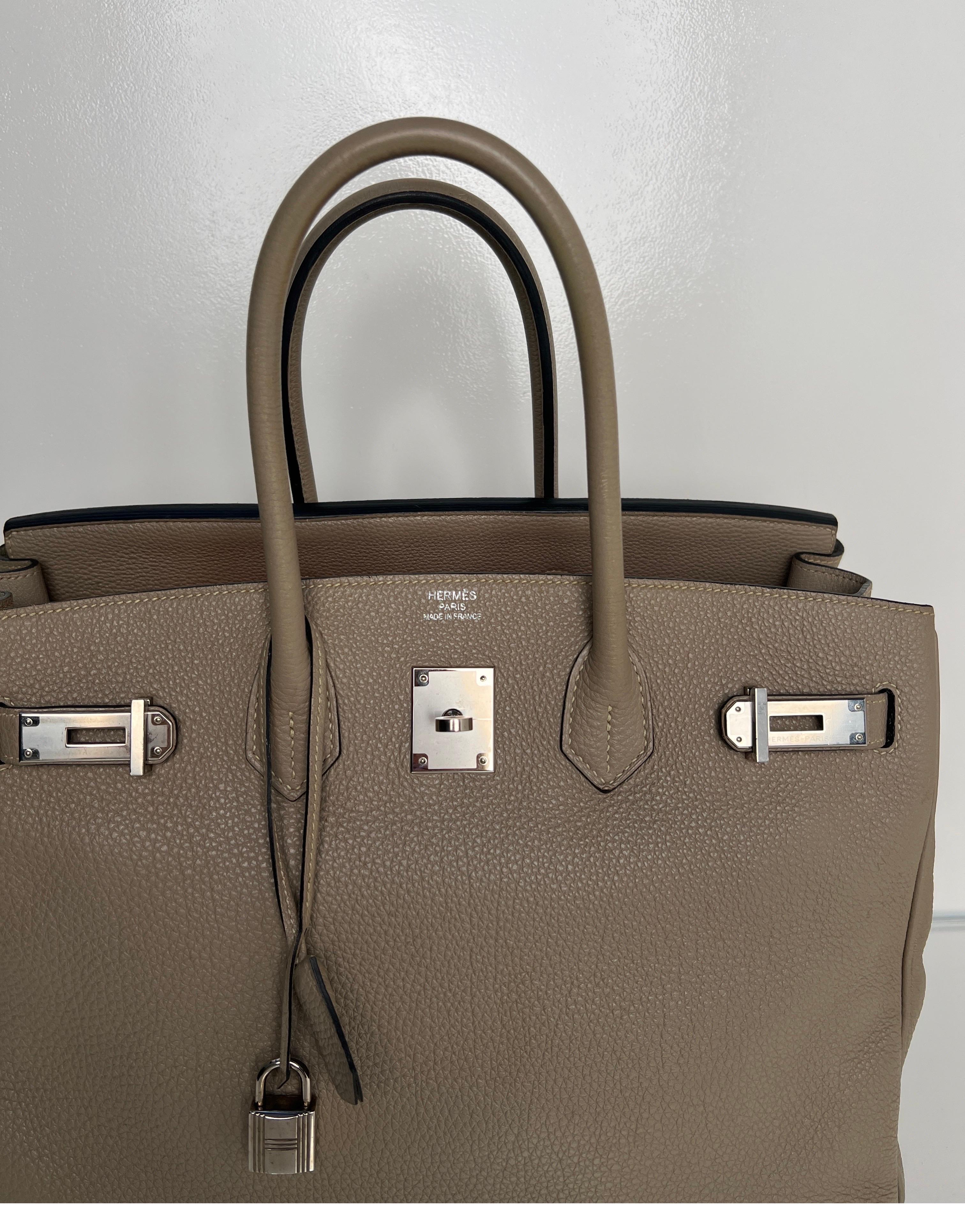 Gris Hermès - Sac Birkin 35 couleur étoupe