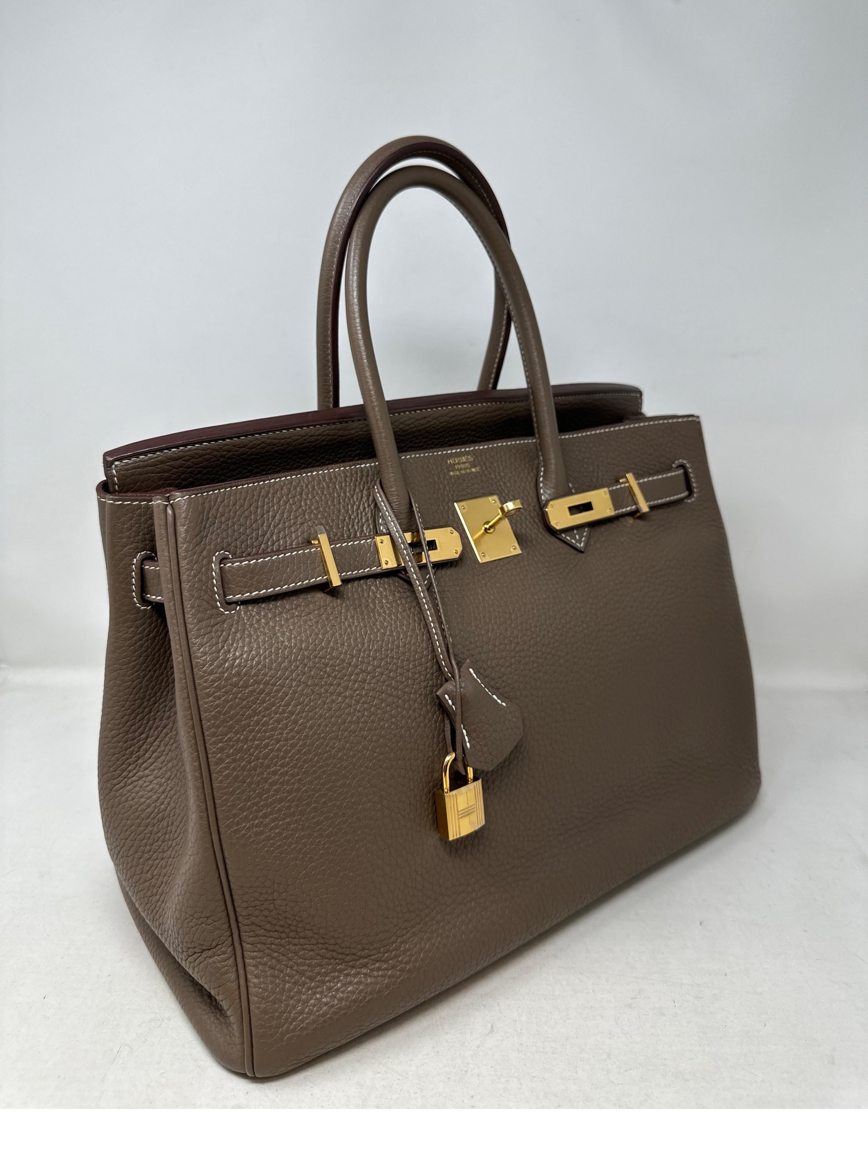 Women's or Men's Hermes Etoupe Birkin 35 Bag 