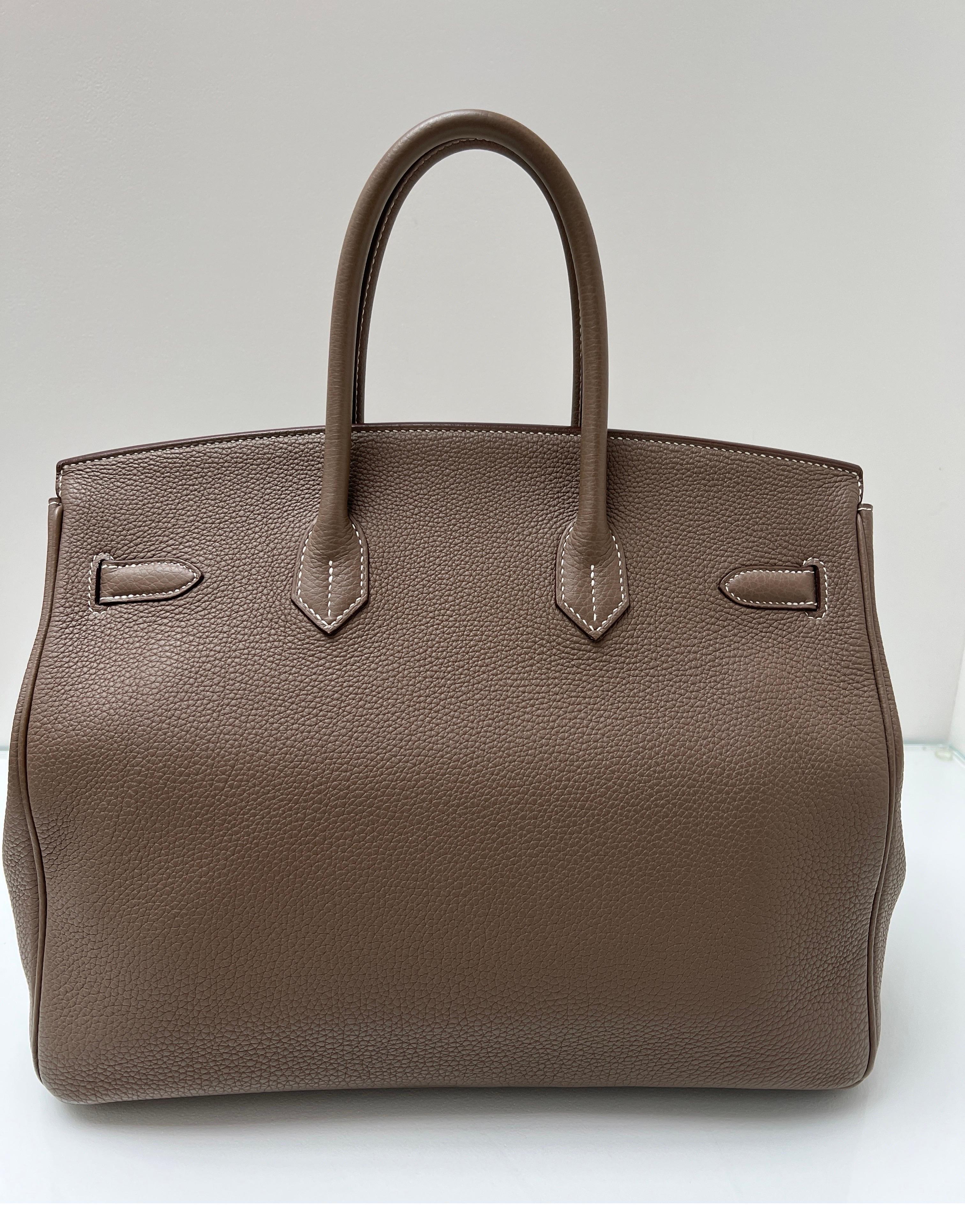 Women's or Men's Hermes Etoupe Birkin 35 Bag