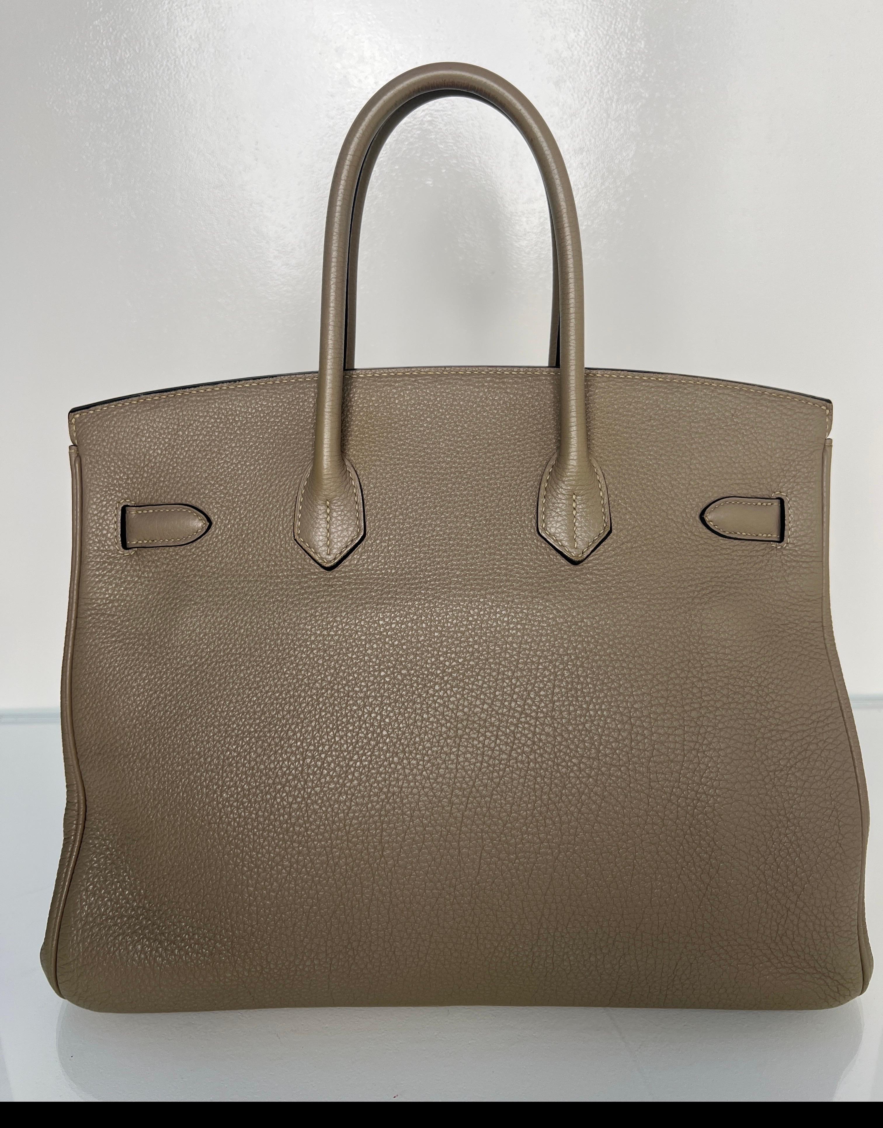 Women's or Men's Hermes Etoupe Birkin 35 Bag