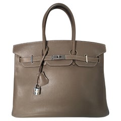 Hermes Etoupe Birkin 35 Bag