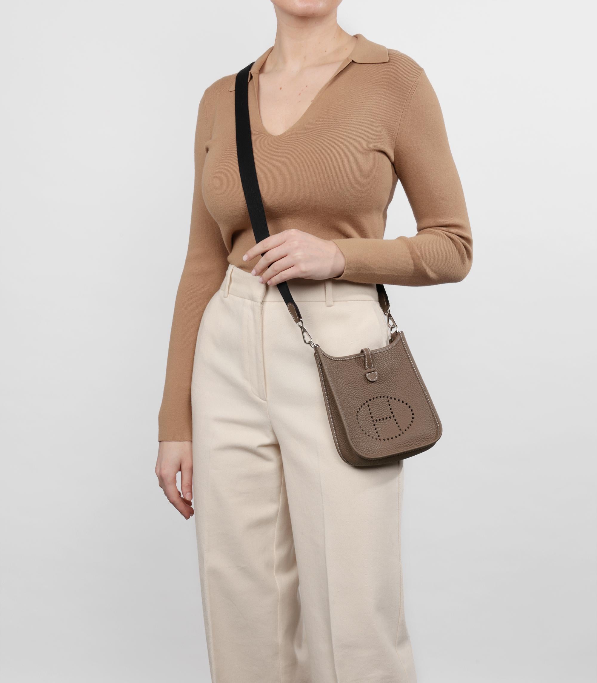 Hermès Etoupe & Bleu Indigo Clemence Leather Amazone Evelyne TPM 6