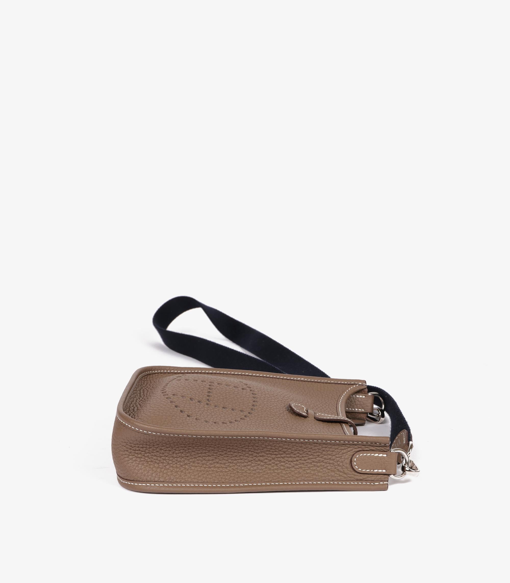Women's Hermès Etoupe & Bleu Indigo Clemence Leather Amazone Evelyne TPM