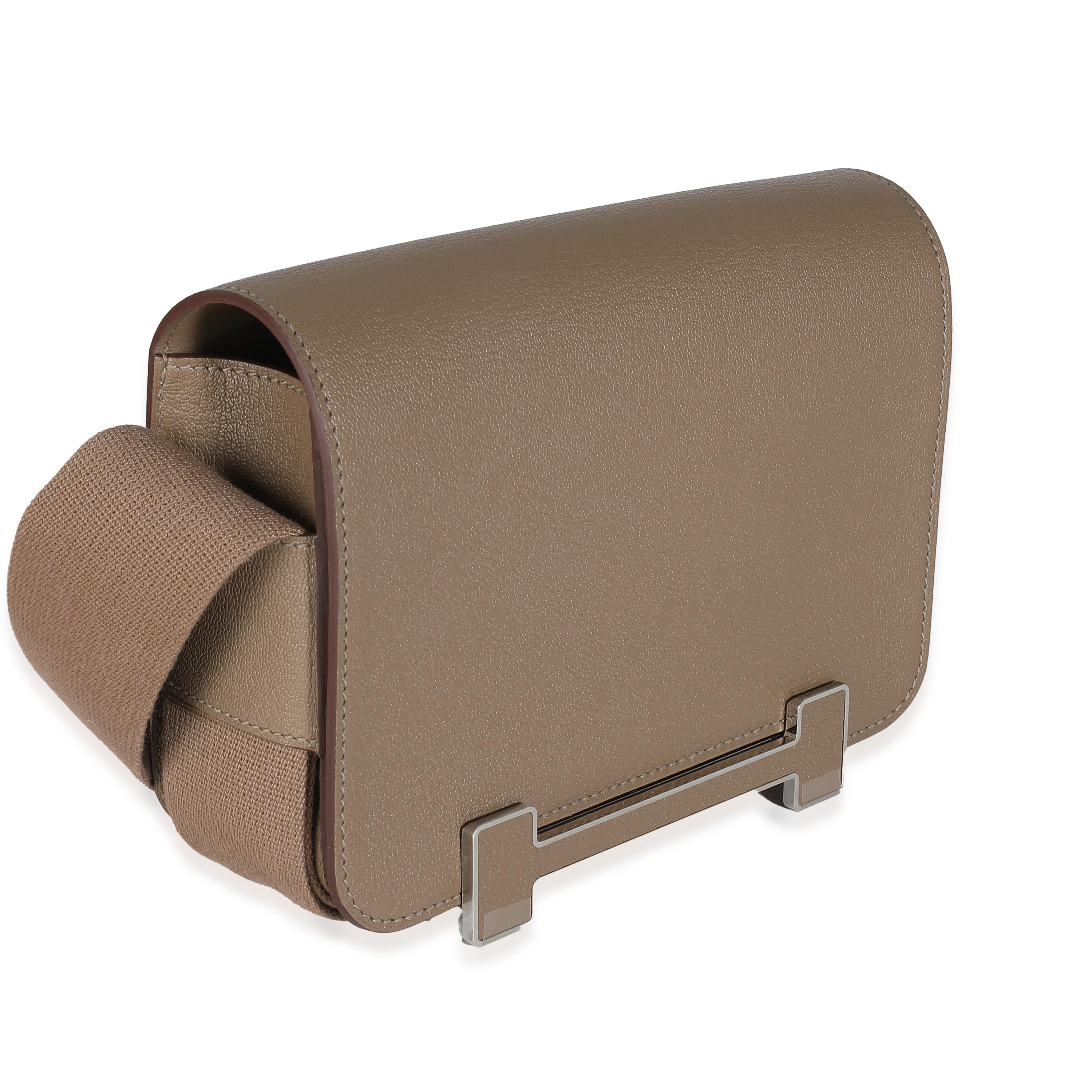 Brown Hermès Etoupe Chevre Mysore Geta PHW For Sale