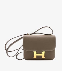 Hermès Etoupe Chevre Mysore Leather Constance 18