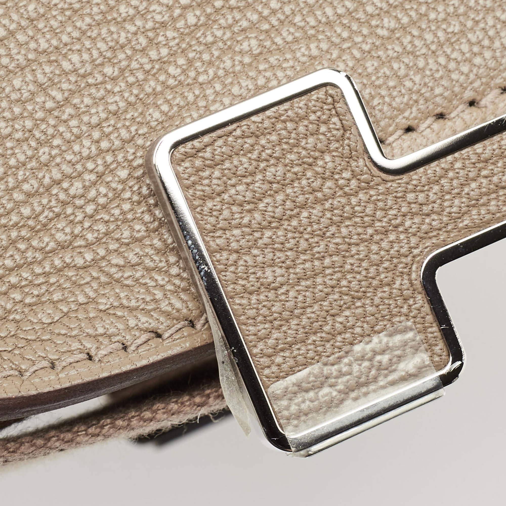 Hermès Etoupe Chevre Mysore Leather Palladium Finish Geta Bag 3