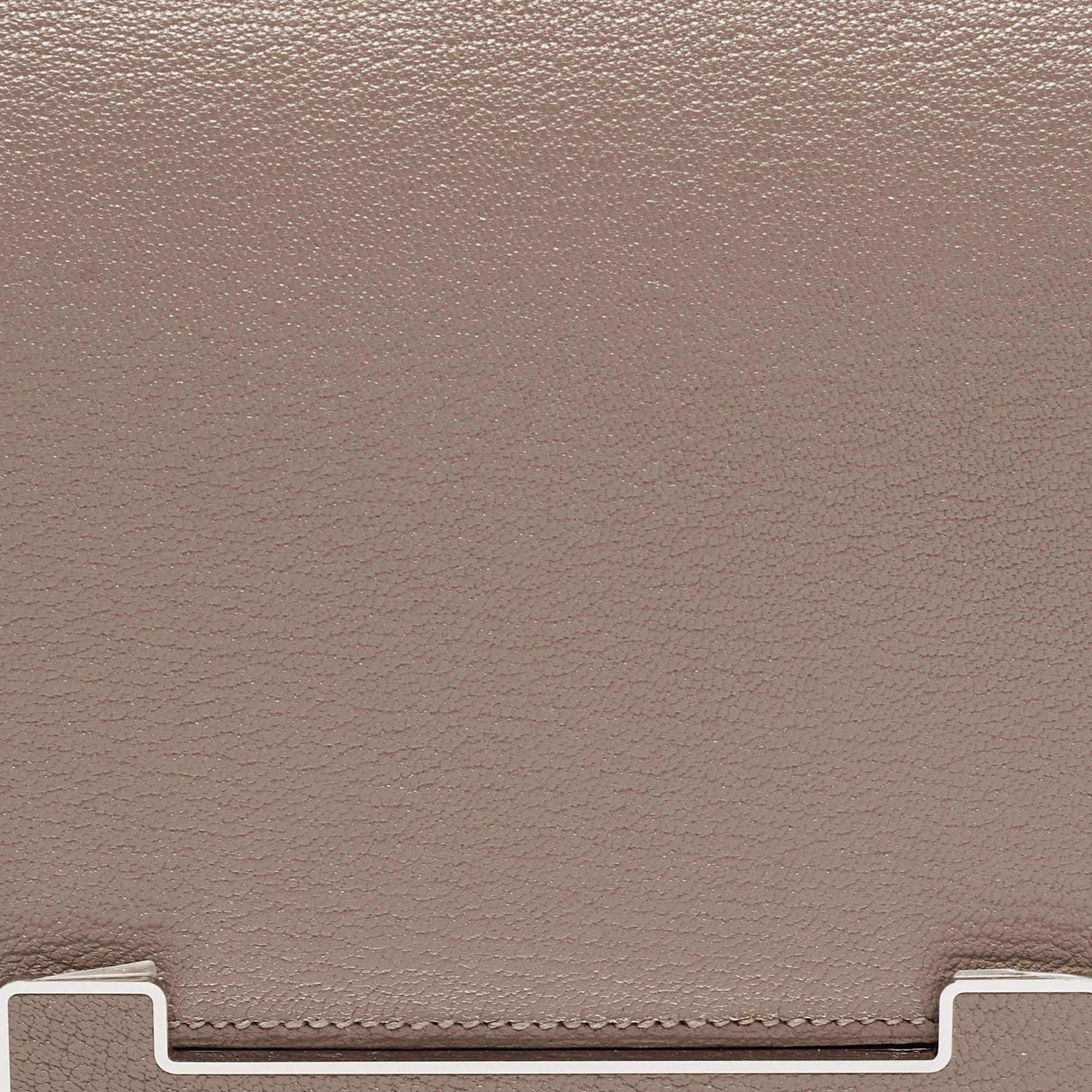 Hermès Etoupe Chèvre Mysore Leather Palladium Finish Geta Sangle Bag 6