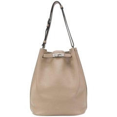 Hermes Etoupe Clemence Leather 29cm So Kelly Bag