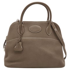 Hermes Etoupe Clemence Leather Bolide 31 Bag