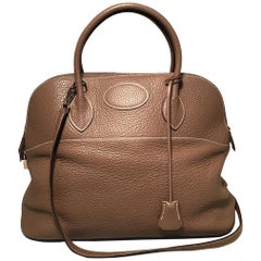 Hermes Etoupe Clemence Leather Bolide 35cm Handbag