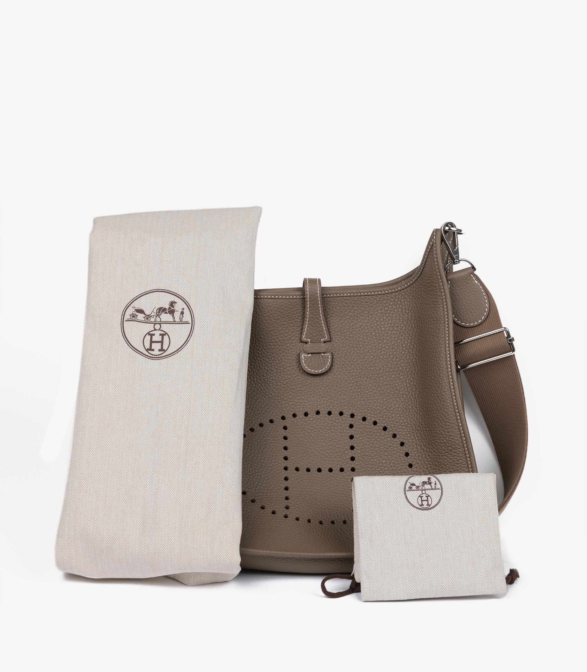 Hermès Etoupe Clemence Leather Evelyne III 29 5