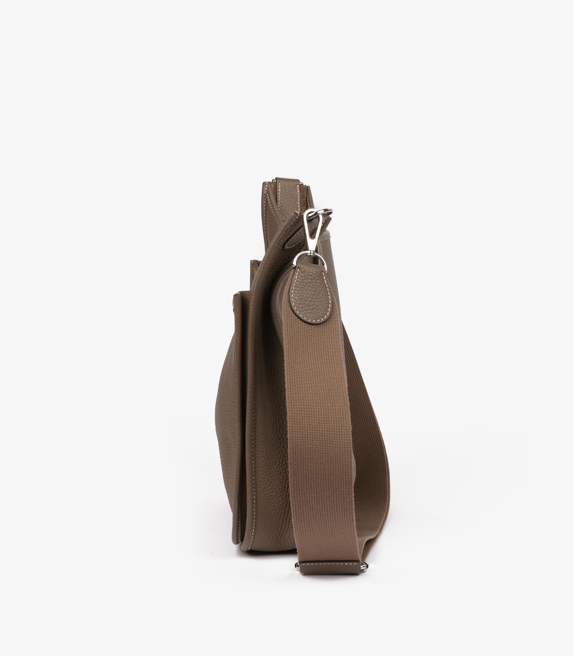 Brown Hermès Etoupe Clemence Leather Evelyne III 29