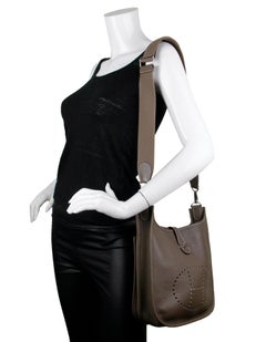 Hermes Etoupe Clemence Leather Evelyne III 29 PM Messenger Bag
