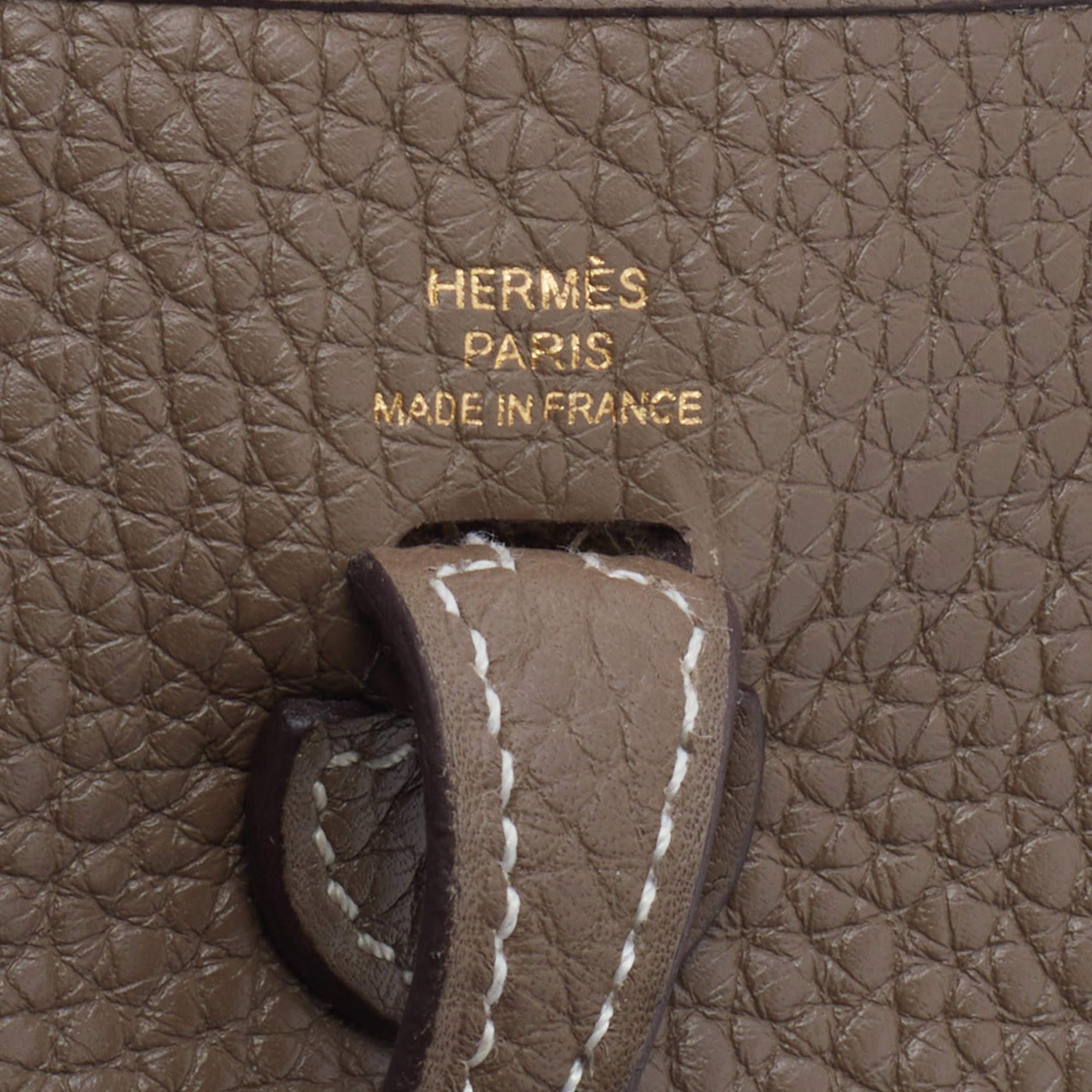 Hermes Etoupe Clemence Leather Evelyne TPM Bag 5