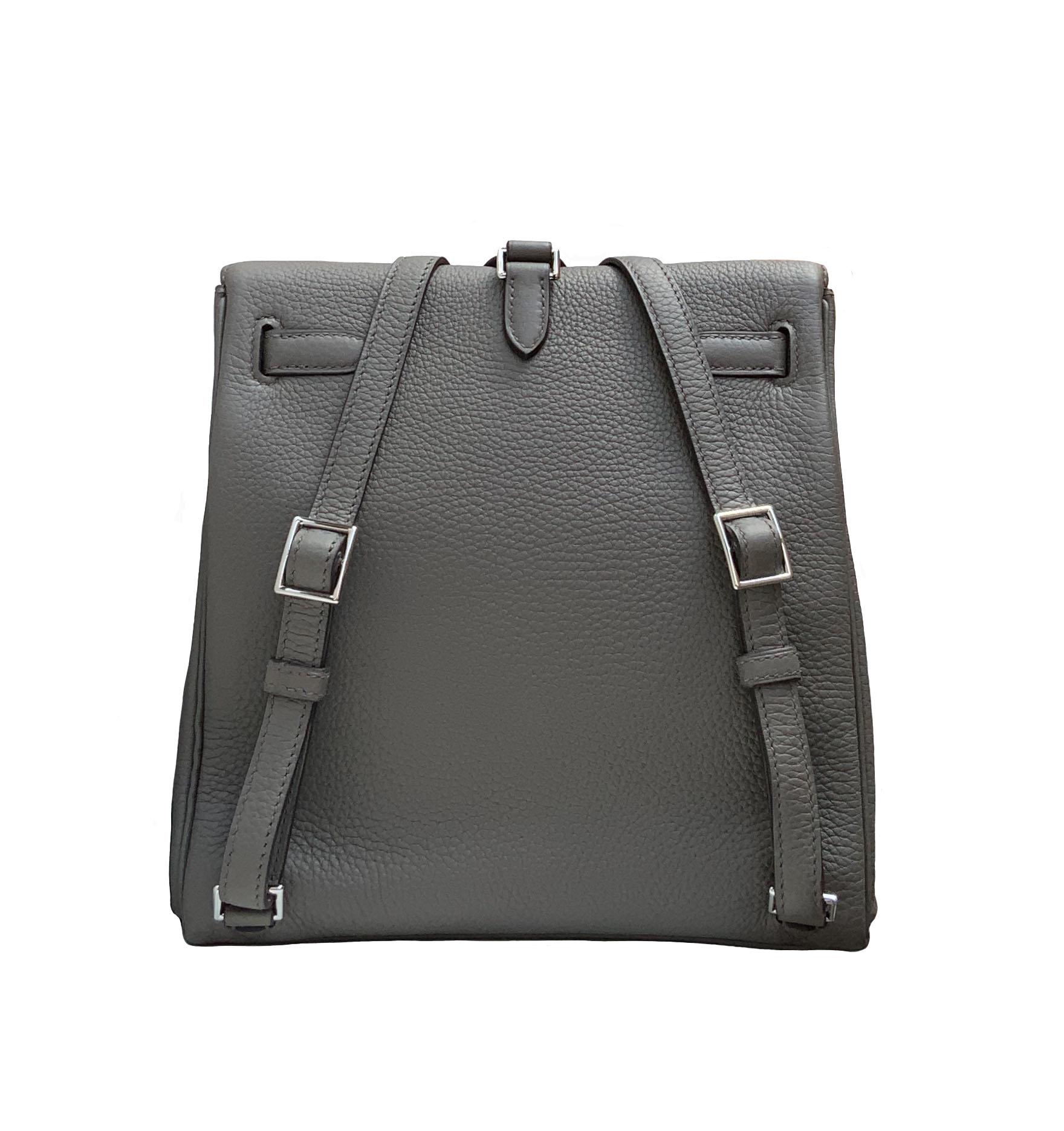 Hermès Etoupe Clémence Leather Kelly Ado II Backpack 1