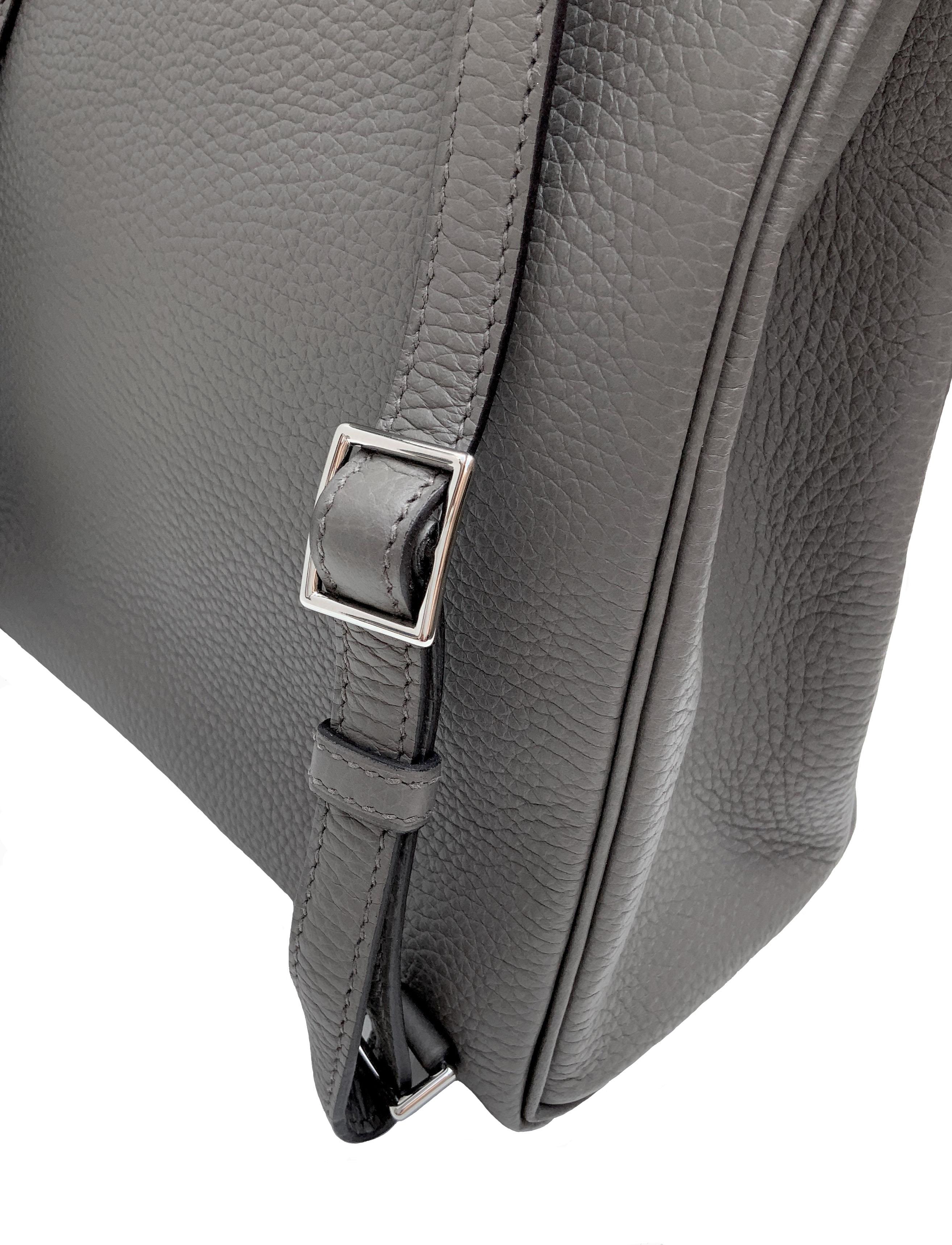 Hermès Etoupe Clémence Leather Kelly Ado II Backpack 2