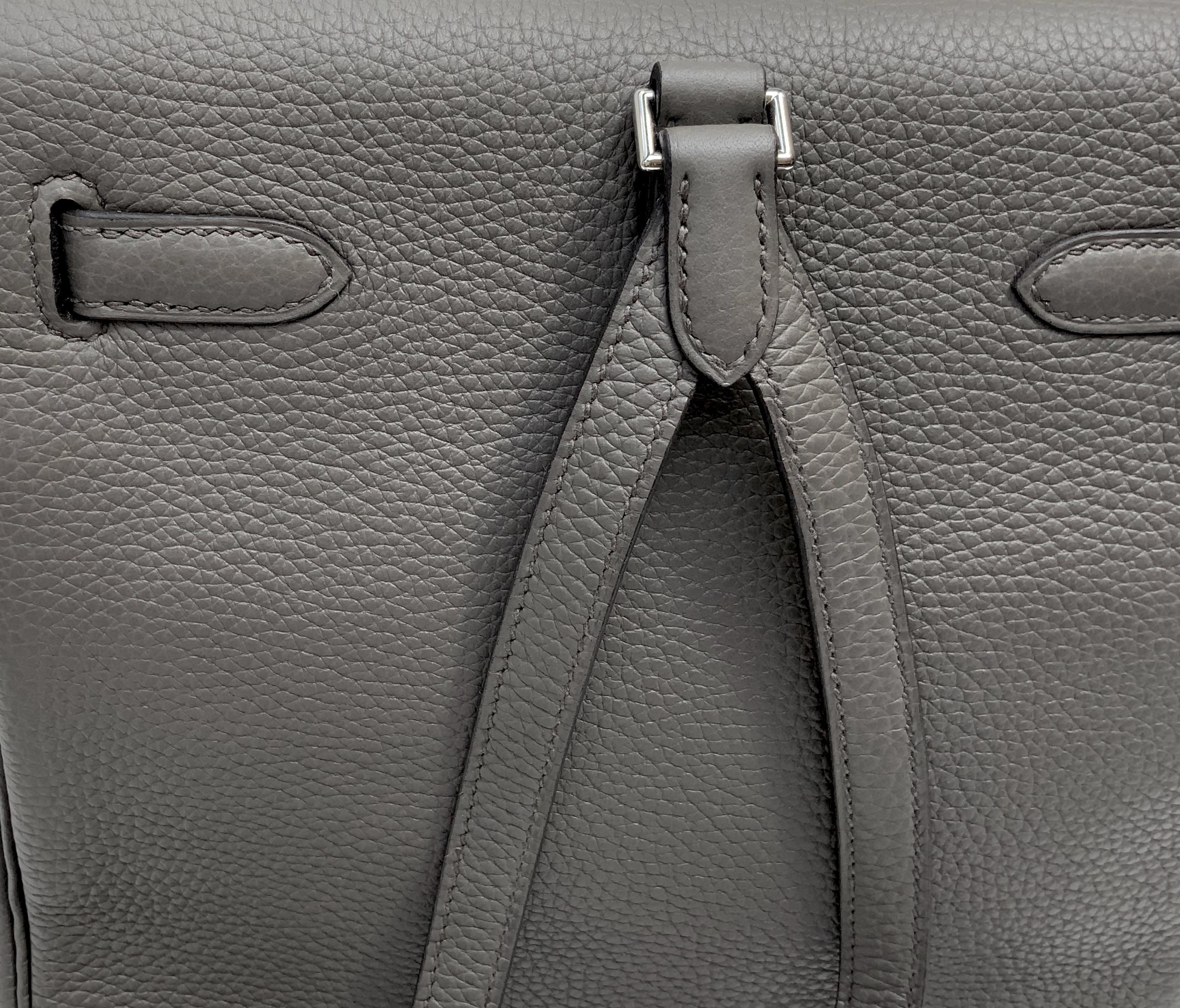 Hermès Etoupe Clémence Leather Kelly Ado II Backpack 3