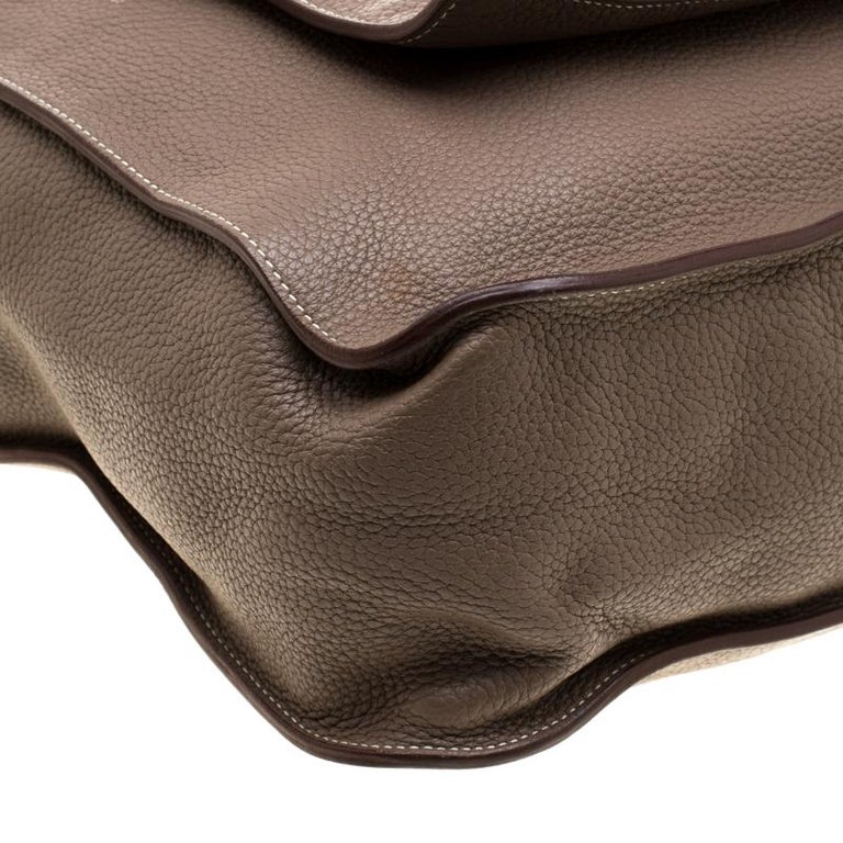 Hermes Etoupe Clemence Leather Palladium Hardware Marwari GM Bag For ...