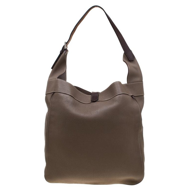 Hermes Etoupe Clemence Leather Palladium Hardware Marwari GM Bag For ...