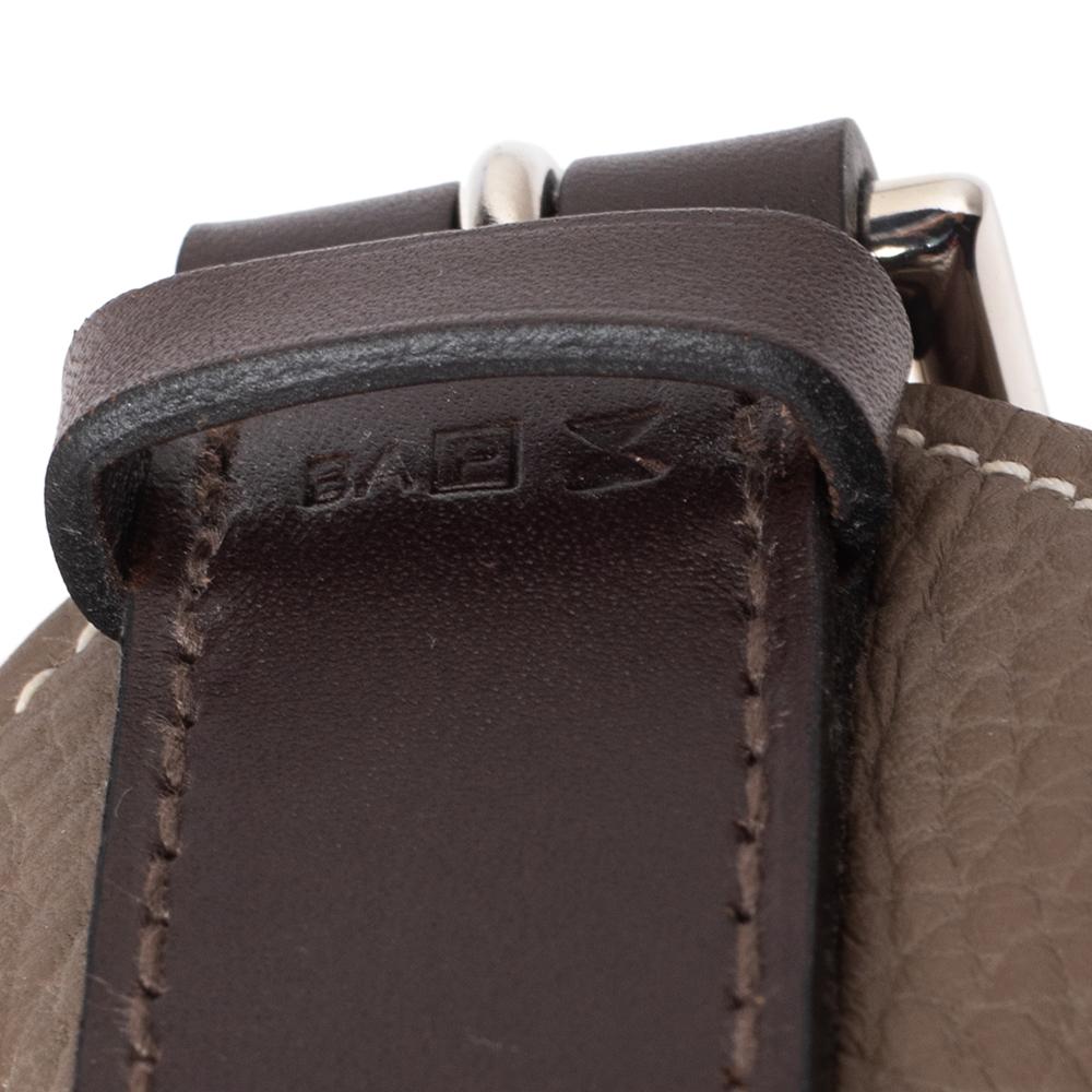 Hermes Etoupe Clemence Leather Palladium Hardware Marwari GM Bag In Good Condition In Dubai, Al Qouz 2