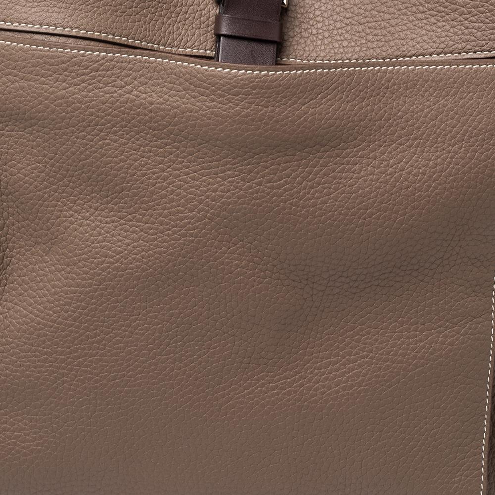 Hermes Etoupe Clemence Leather Palladium Hardware Marwari GM Bag 3