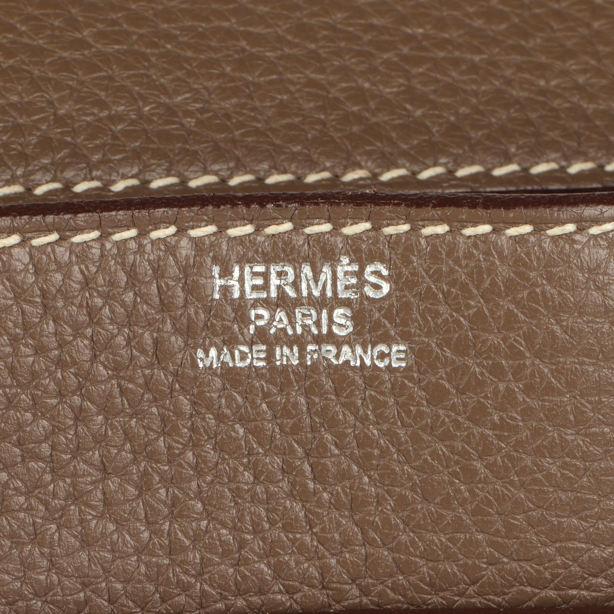 Hermès Etoupe Clemence Leather Steve 35 4