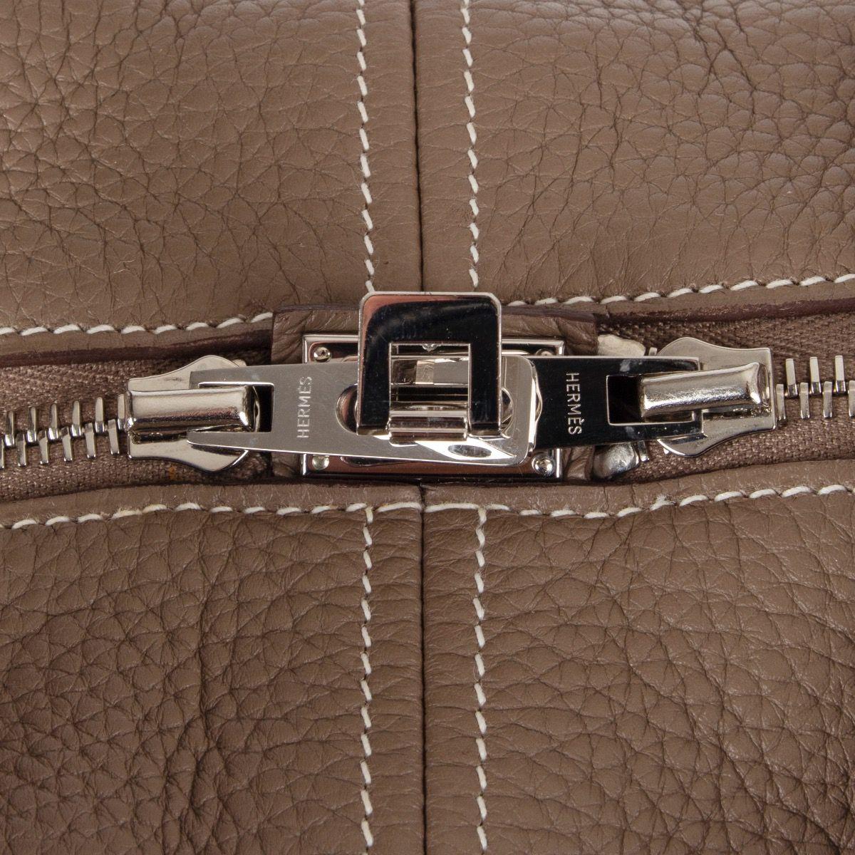 HERMES Etoupe Clemence leather VICTORIA FOURRE-TOUT 35 Shoulder Bag 1