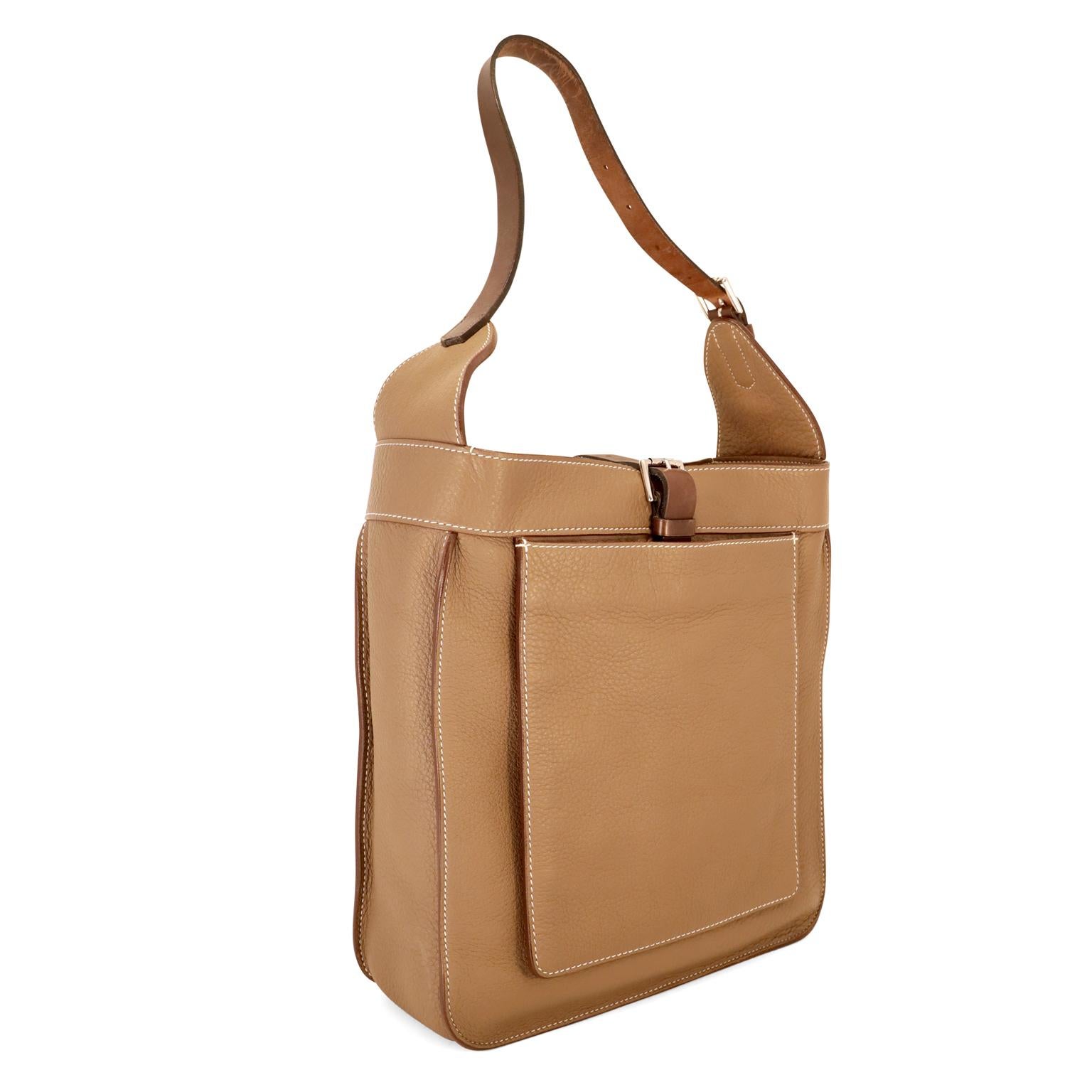 Brown Hermès Etoupe Clemence Marwari PM