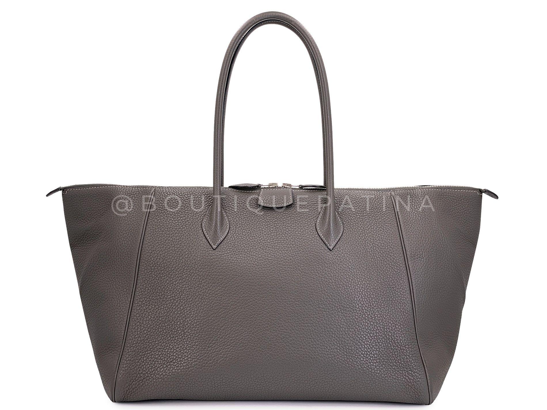 Store item: 68061
Hard to find, especially in this condition, is this beautiful Hermès Etoupe Clemence Paris Bombay 37 Tote Bag PHW Taupe.

This bag is set apart from the rest of the Paris Bombay models due to its versatility and style - the longer