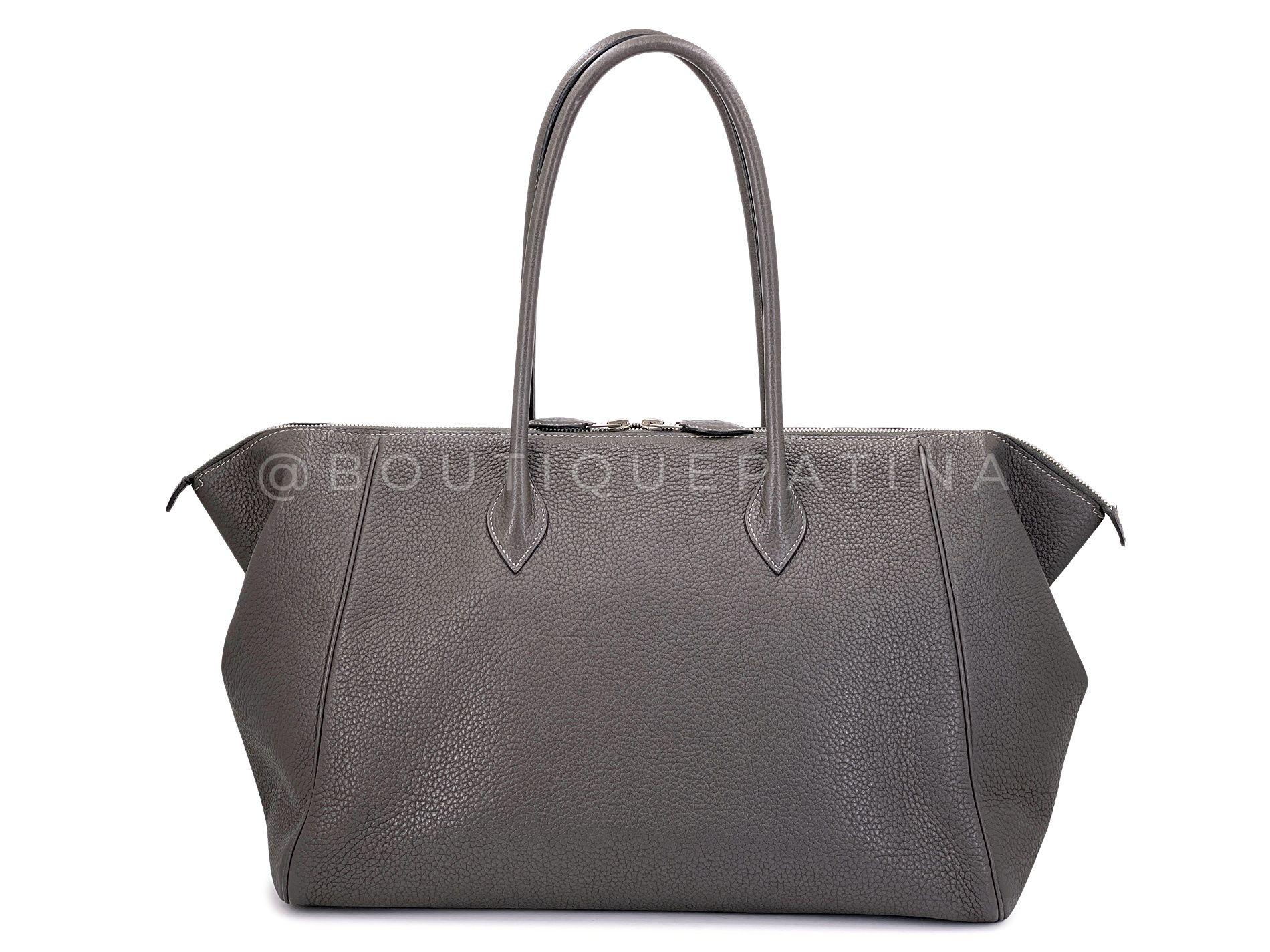 Hermès Etoupe Clemence Paris Bombay 37 Tote Bag PHW Taupe 68061 For Sale 1