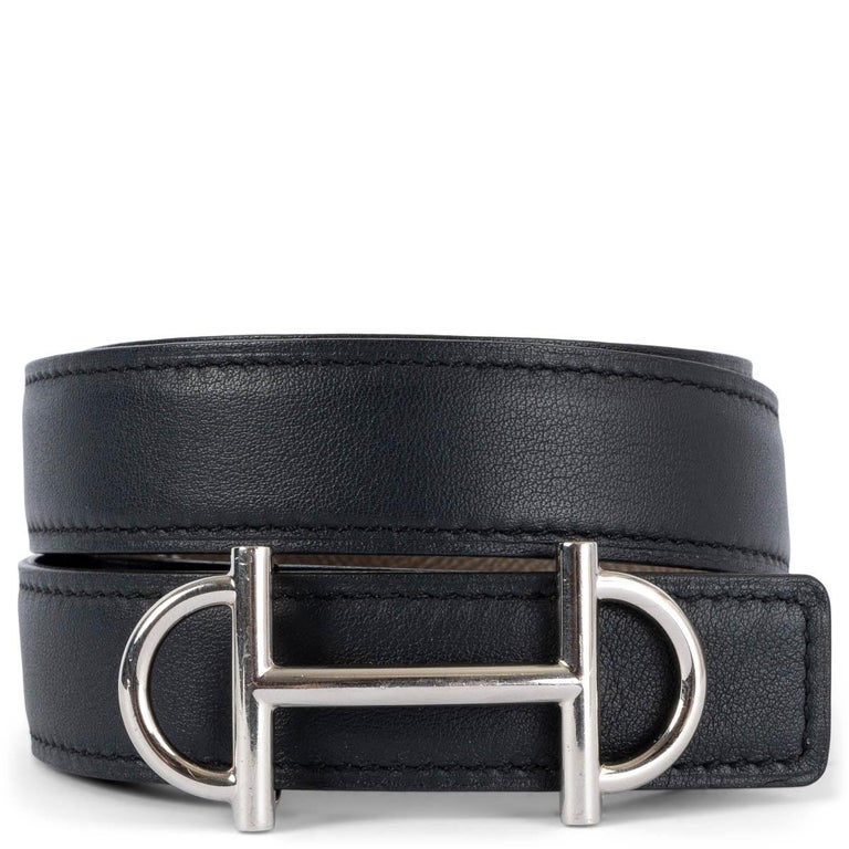 HERMES Etoupe Epsom black Swift leather GAMMA 24mm 