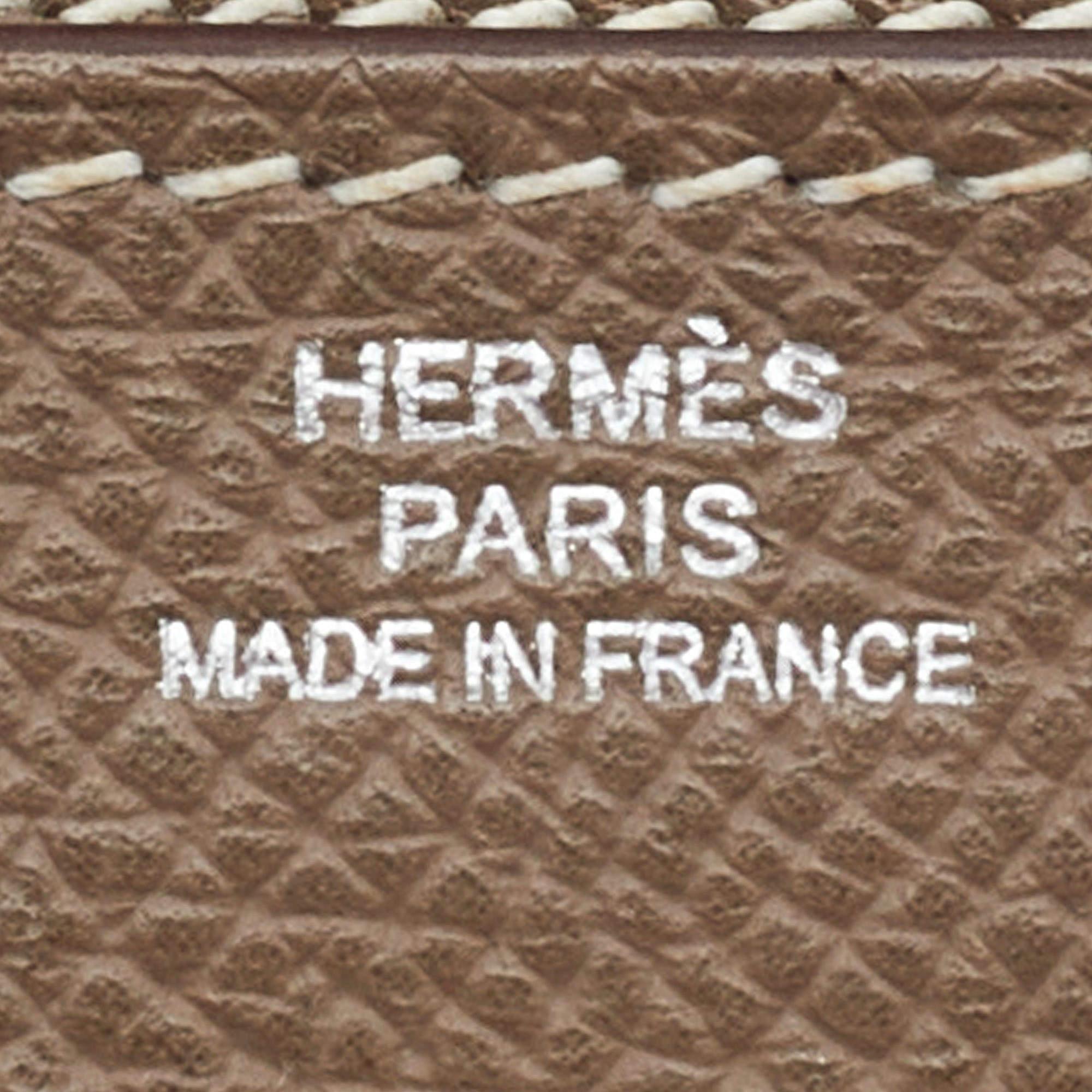 Hermes Etoupe Epsom/Cherve Leather Palladium Finish Kelly Wallet w/ Vision  6