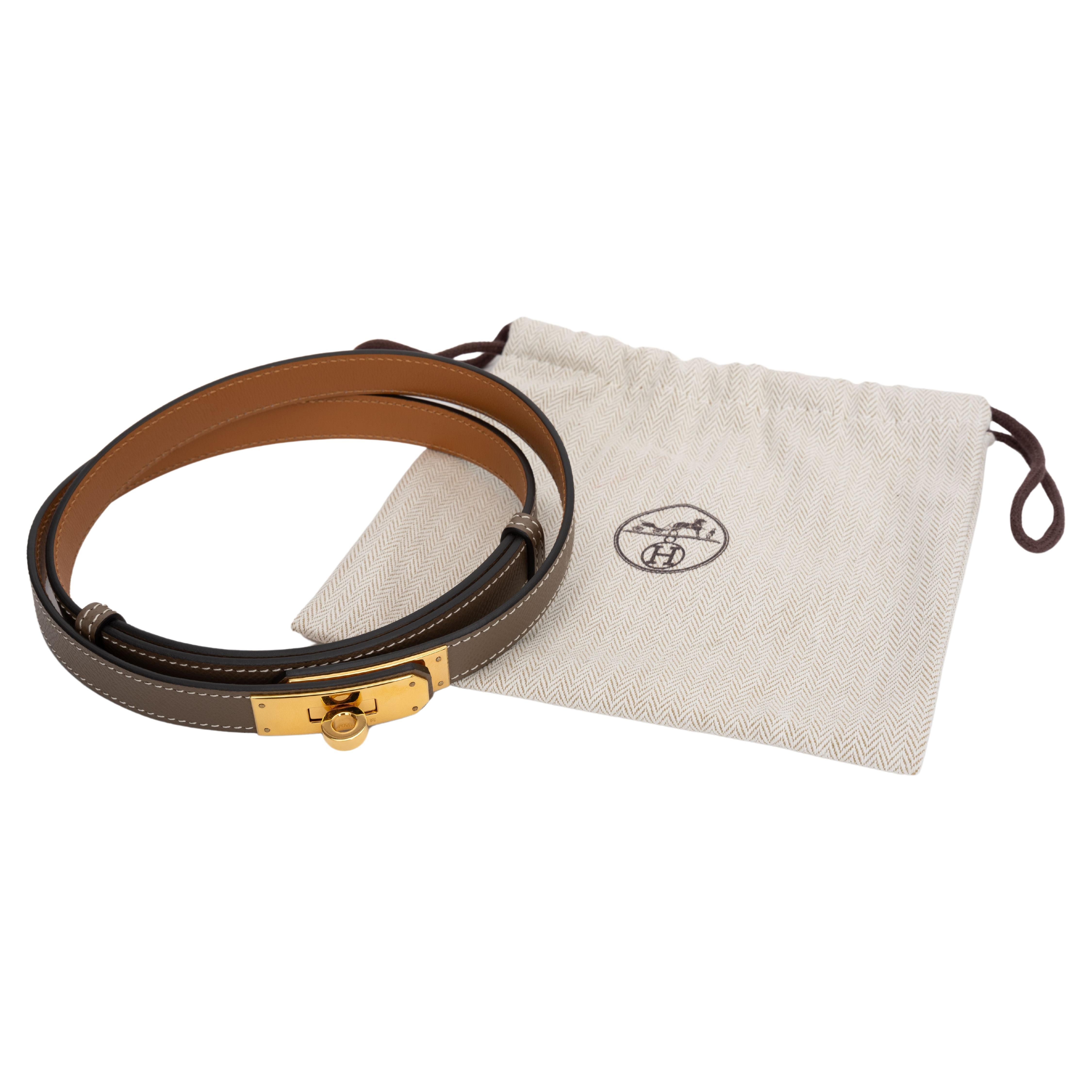 Hermes Etoupe Epsom Gold Kelly Belt For Sale