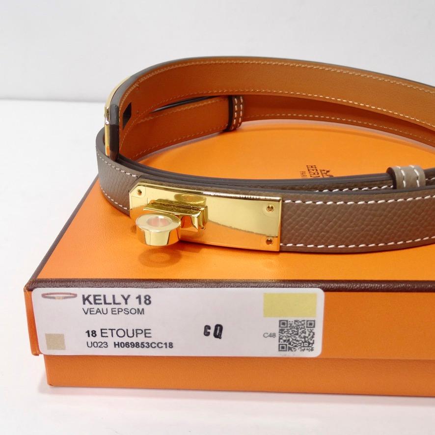 Women's or Men's Hermes Etoupe Epsom Kelly 18 Belt