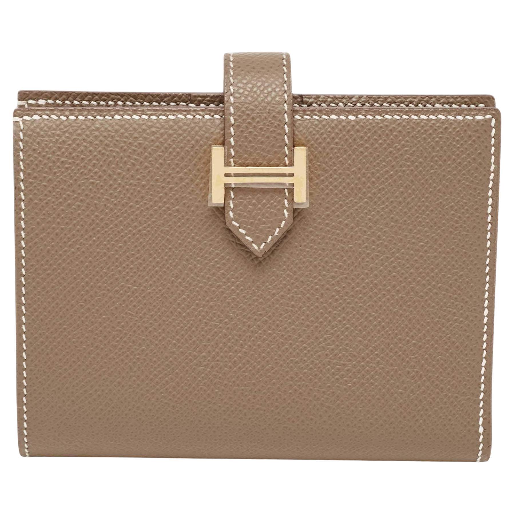 Hermès Etoupe Epsom Leather Bearn Compact Wallet