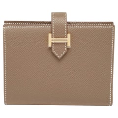 Hermès Etoupe Epsom Leather Bearn Compact Wallet
