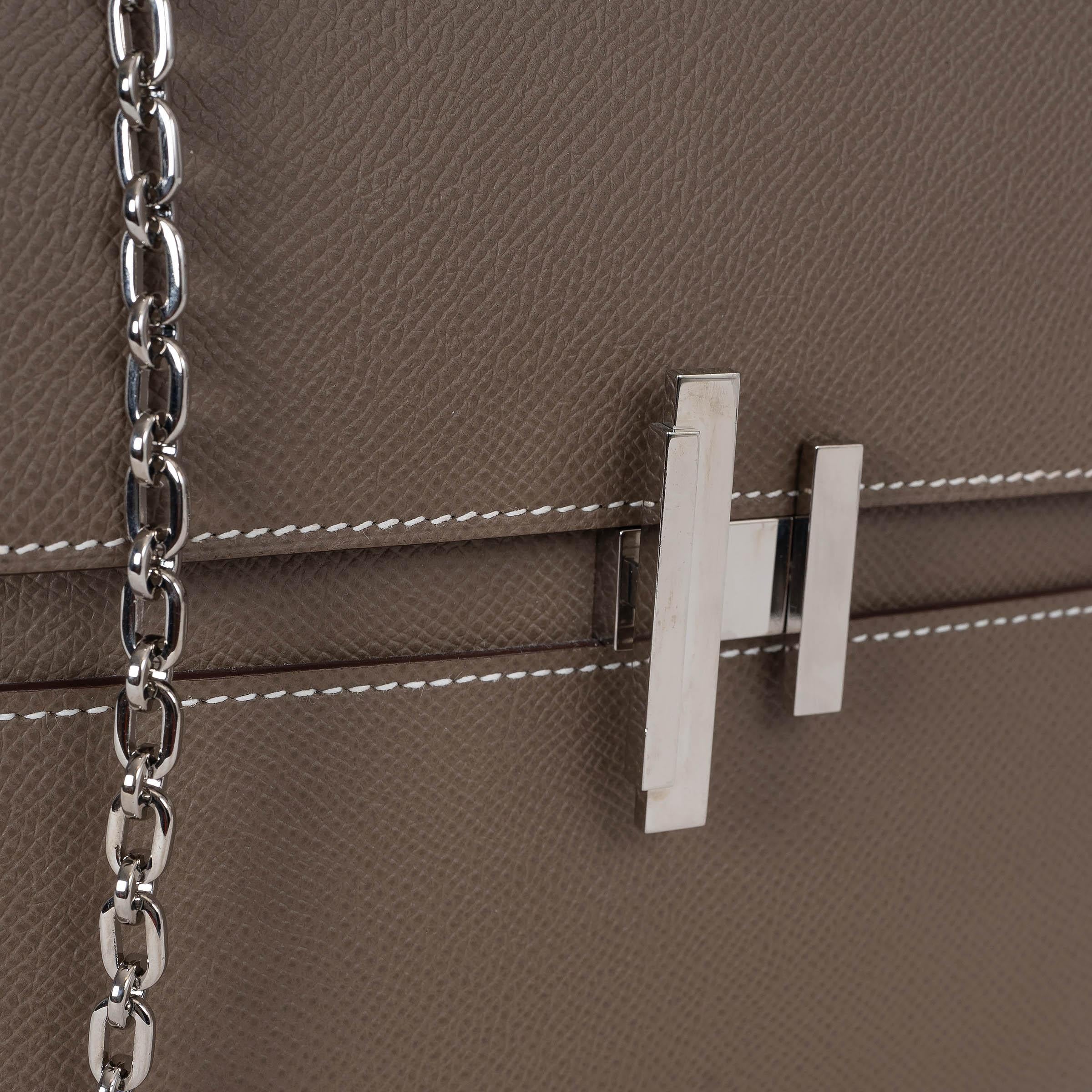 HERMES Etoupe Epsom leather CINHETIC 18 Box Top Handle Bag For Sale 1
