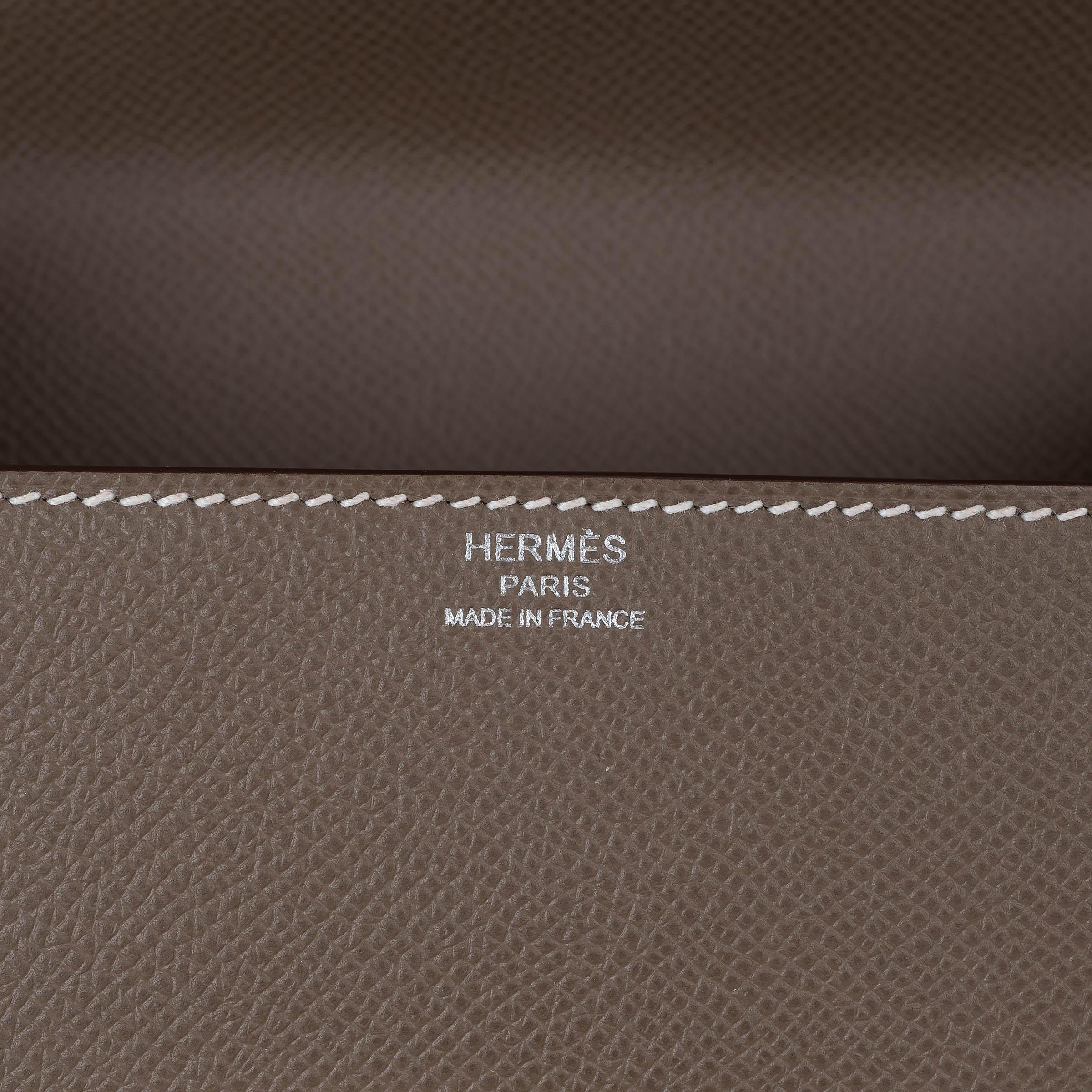 HERMES Etoupe Epsom leather CINHETIC 18 Box Top Handle Bag For Sale 2