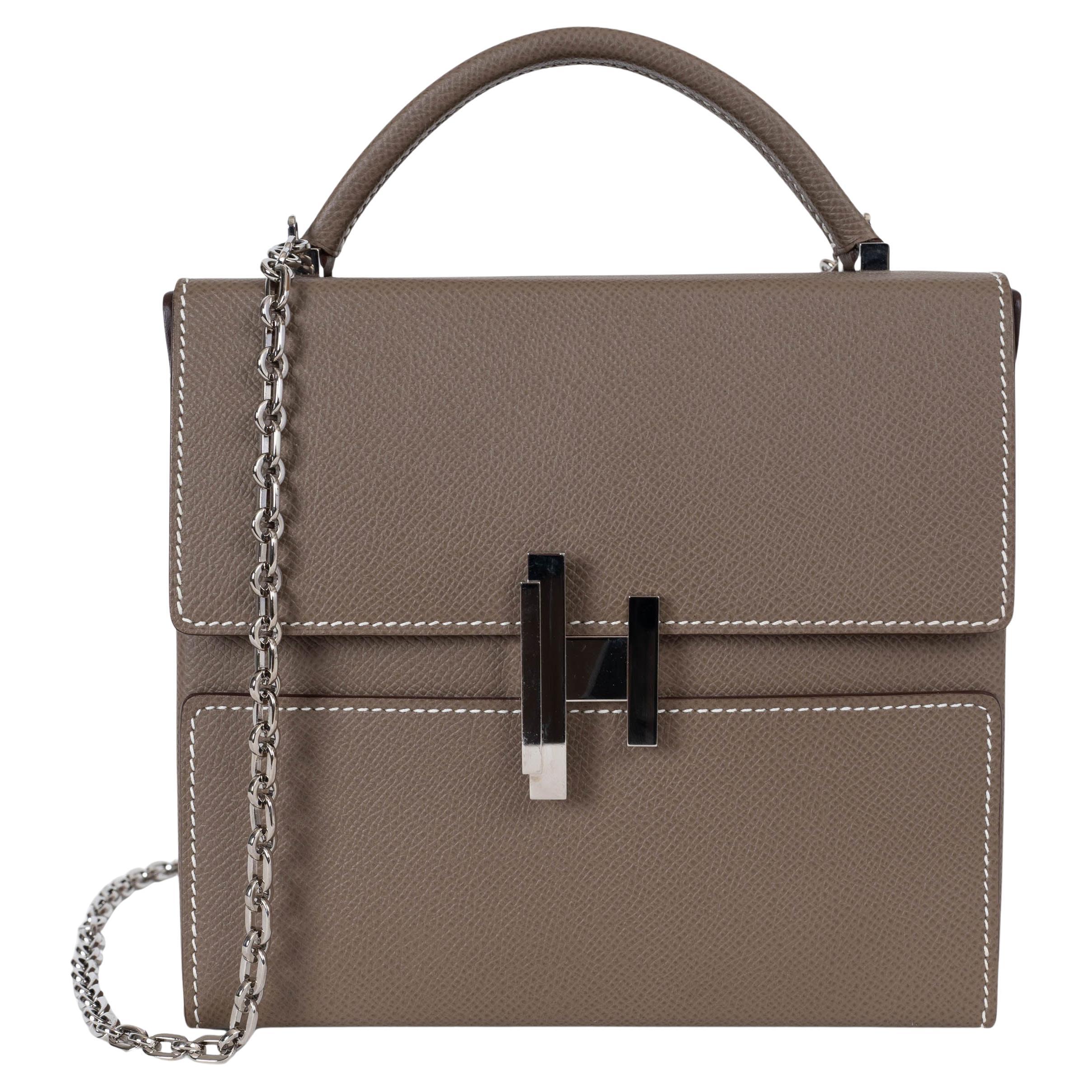 HERMES Etoupe Epsom leather CINHETIC 18 Box Top Handle Bag For Sale