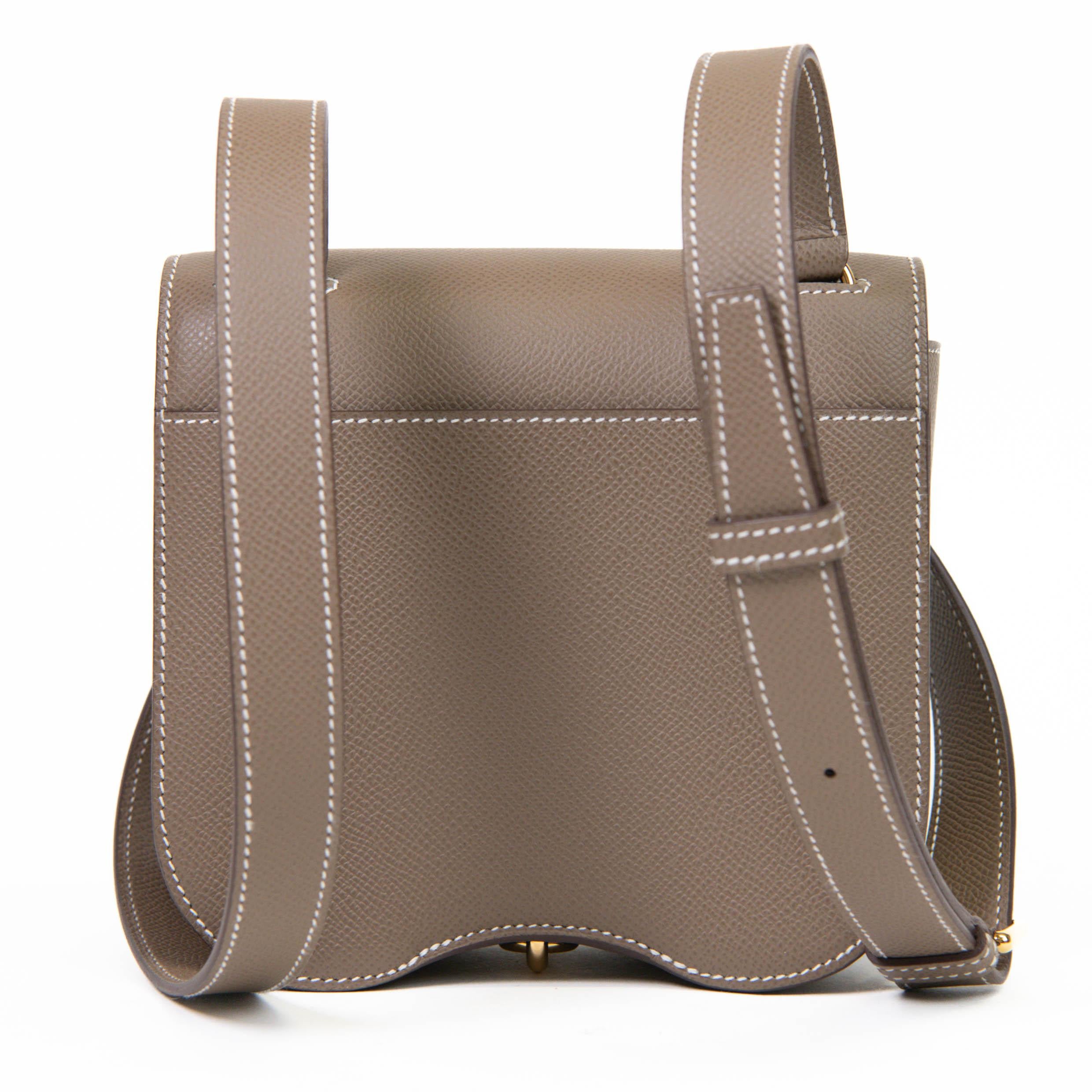 Brown Hermes Etoupe Epsom Leather Della Cavalleria Mini Bag GHW For Sale