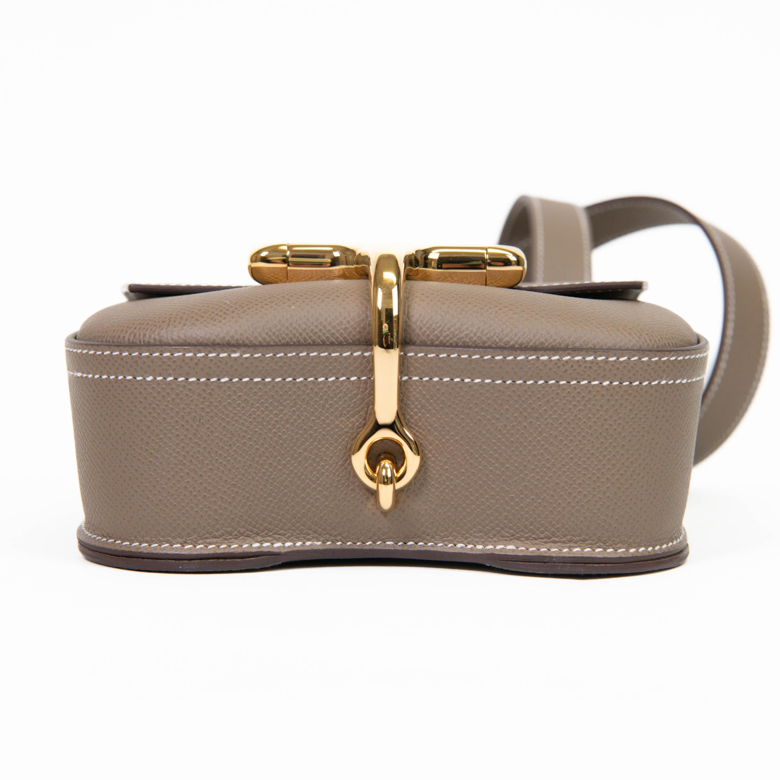 Hermes Etoupe Epsom Leather Della Cavalleria Mini Bag GHW For Sale 2