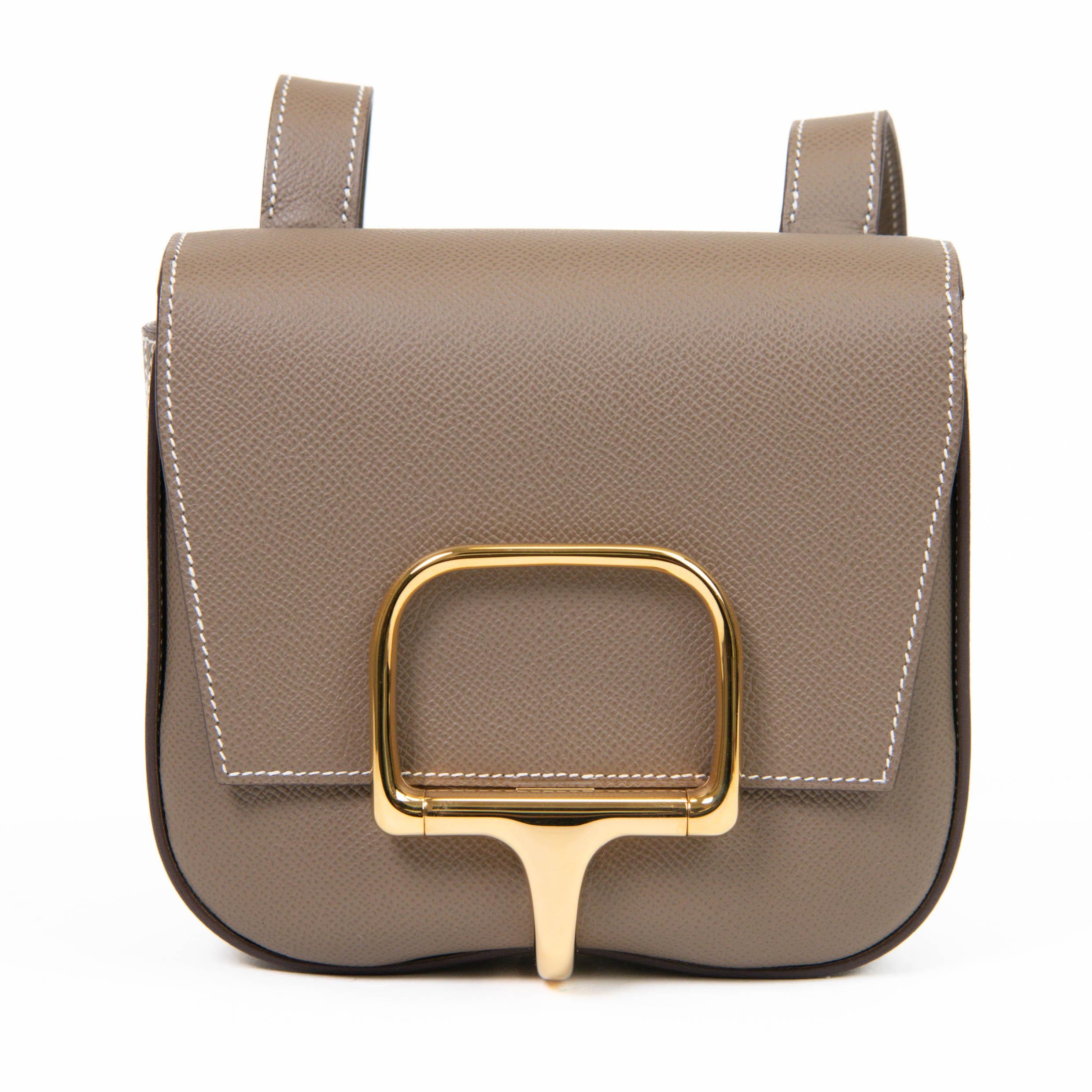 Hermes Etoupe Epsom Leather Della Cavalleria Mini Bag GHW For Sale