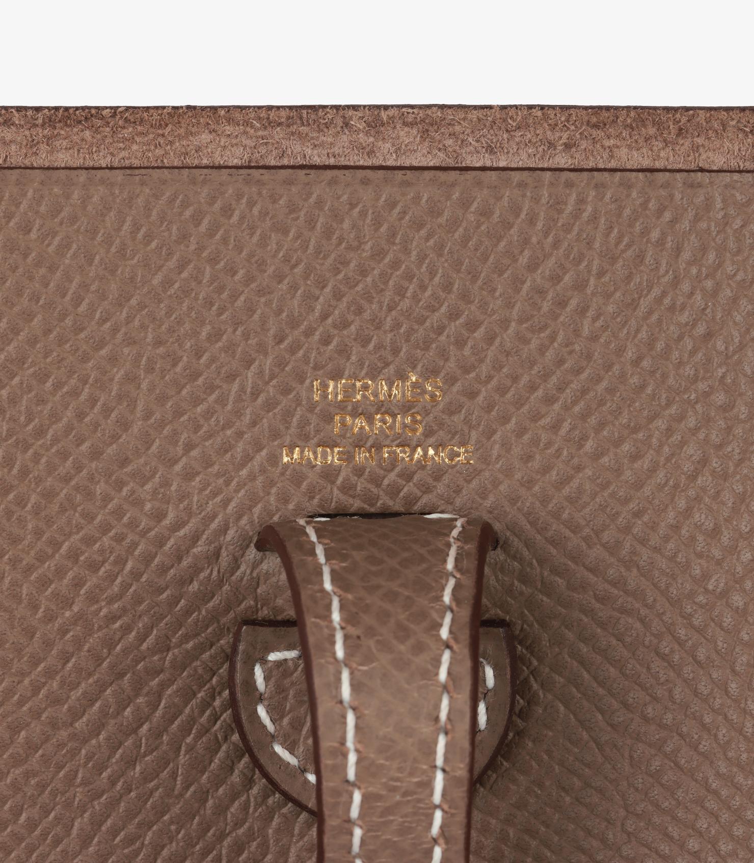 Hermès Etoupe Epsom Leather Evelyne TPM Sellier en vente 4